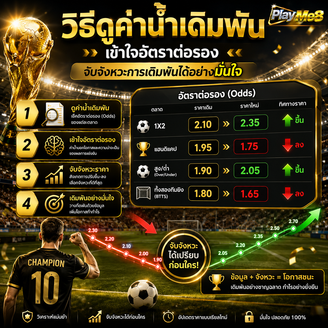 การอ่านราคาน้ำบอลเดี่ยว เข้าใจค่าน้ำจับจังหวะให้คุ้ม
